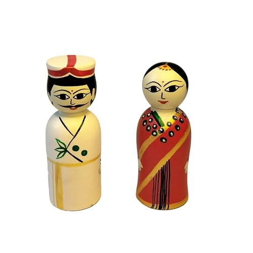 Wooden Peg Dolls, Raja Rani Couple - 2 pcs (RRCD121)