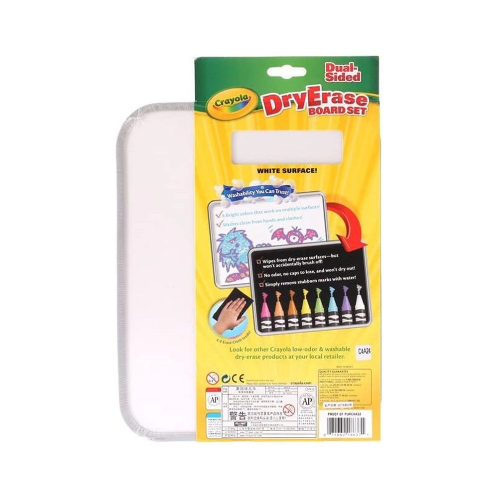 Dual Sided Dry Erase Board - 7 Crayons