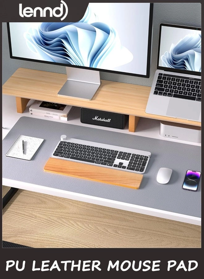 Non-Slip Large PU Leather Office Mouse Pad - 80x40 cm