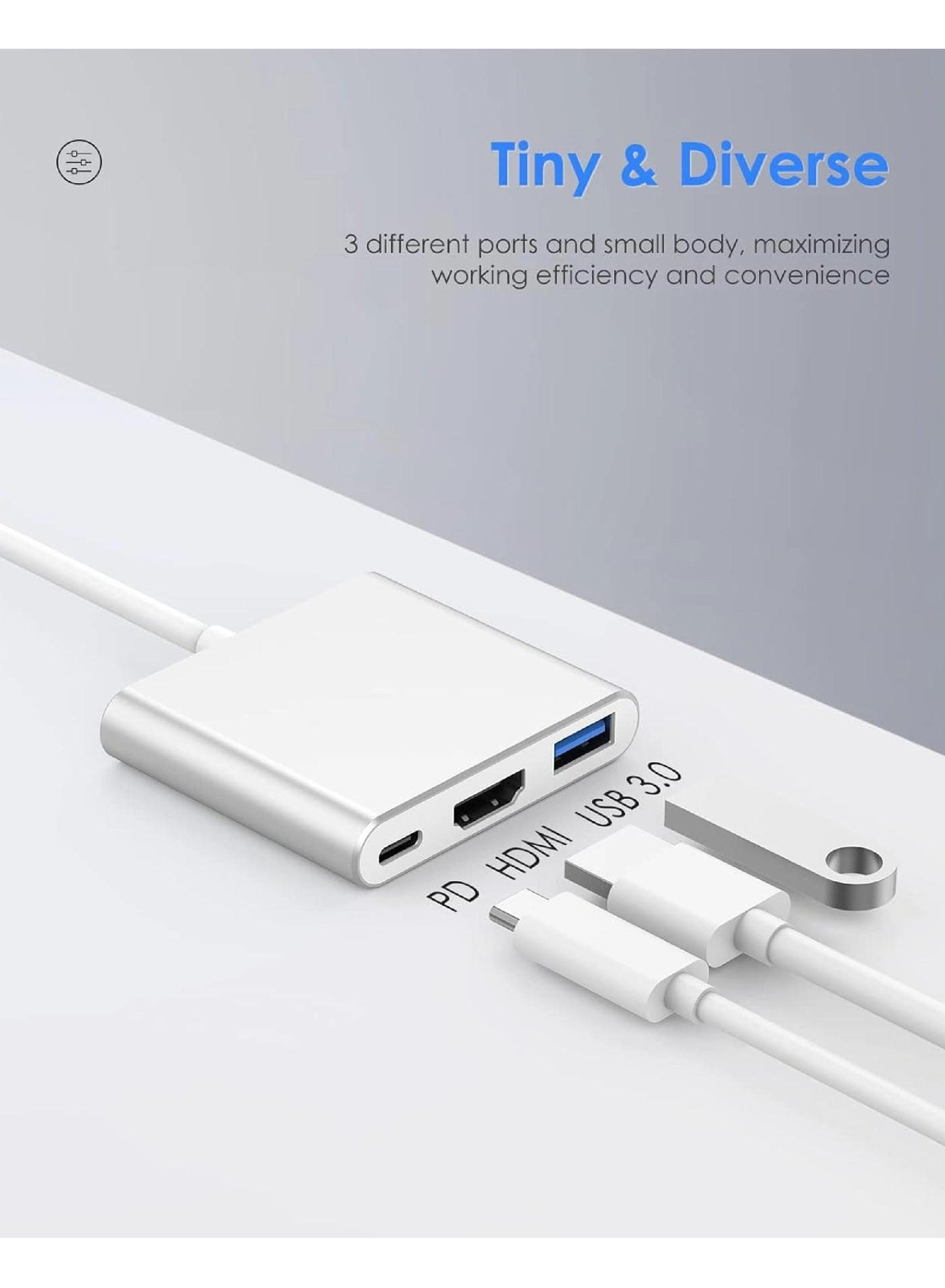 USB C Hub - 100W Power Delivery USB 3.0 4K HDMI