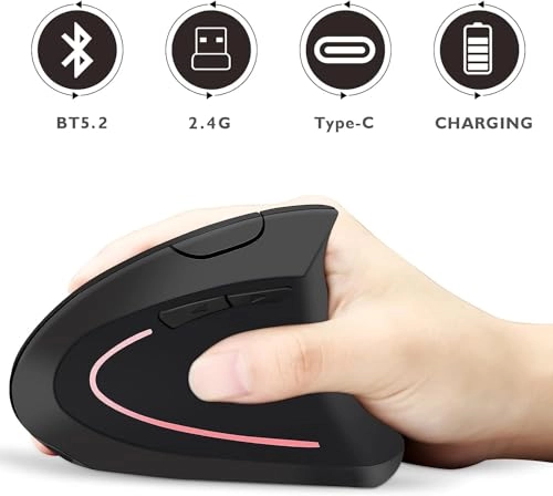 Vertical Ergonomic Optical Mouse - Bluetooth Wi-Fi