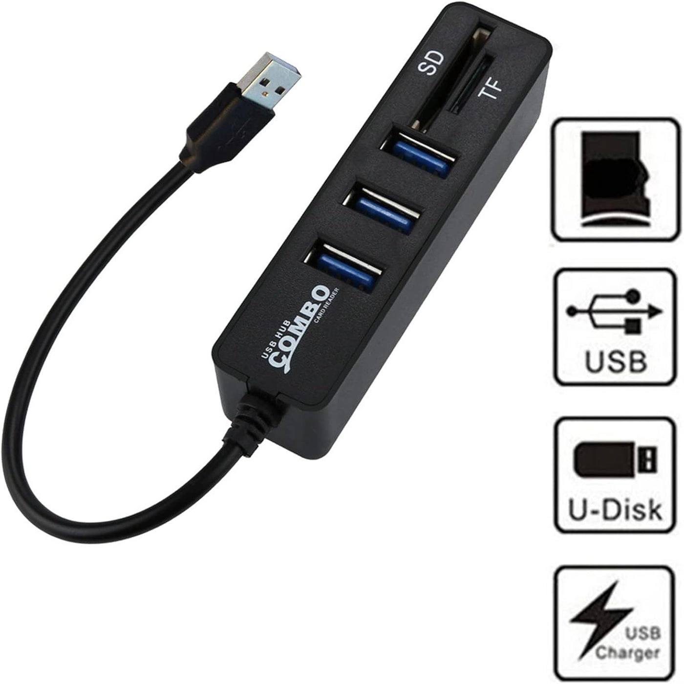 USB Hub Adapter - 3 Port USB 2.0 TF/SD Card Reader 480Mbps