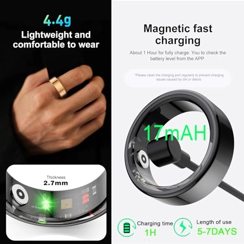 Smart Ring Health Tracker - 24/7 Heart Rate Blood Oxygen Sleep Tracking