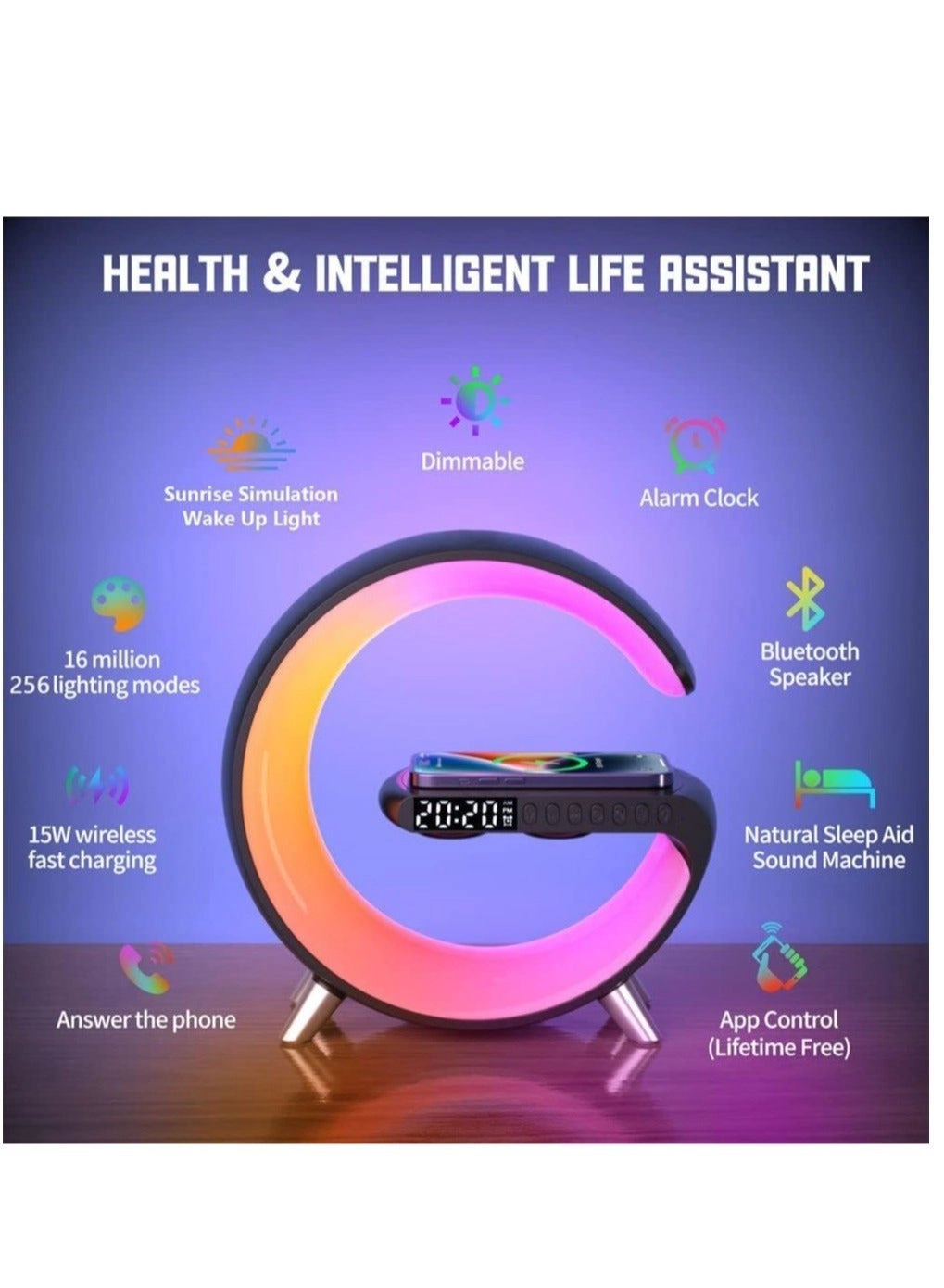 Wireless Charger Atmosphere Lamp - Mood Lighting RGB Color Changing