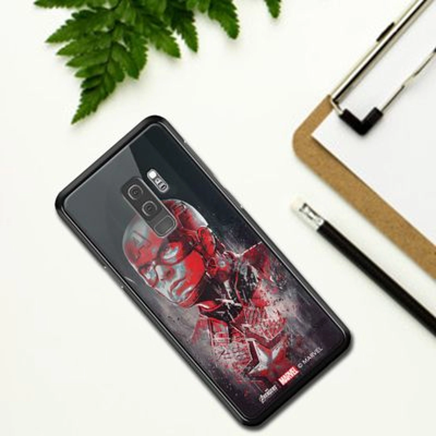 Captain America Back Case - TPU Bumper Case + Tempered Glass Back for Galaxy S9 Plus