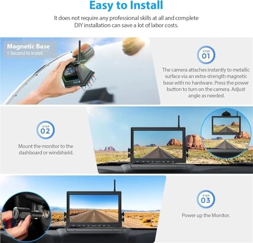 Digital Wireless Solar Backup Camera - Night Vision Wireless 1080P
