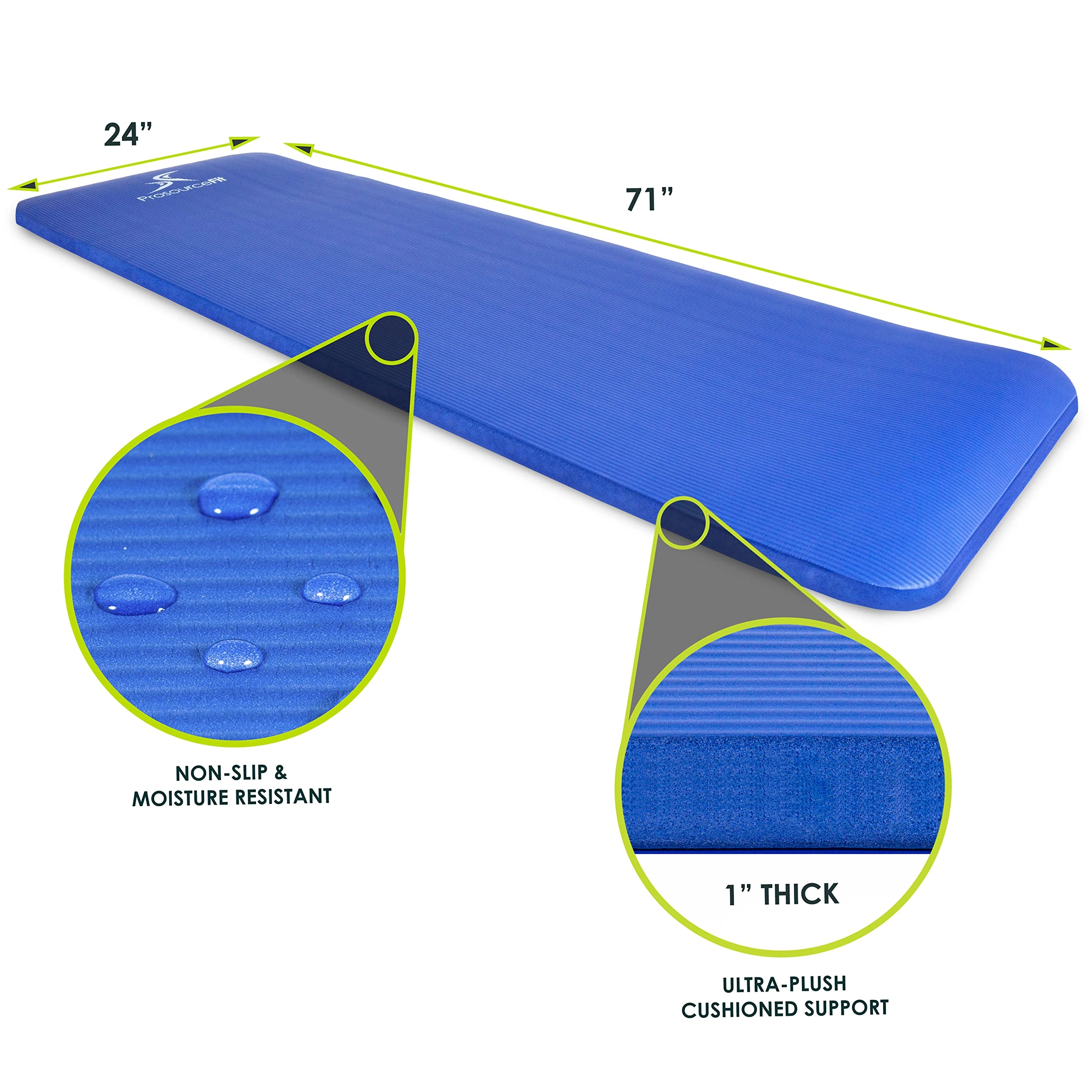 Extra Thick Yoga and Pilates Mat - Nitrile Butadiene Rubber 0.5 & 1-in