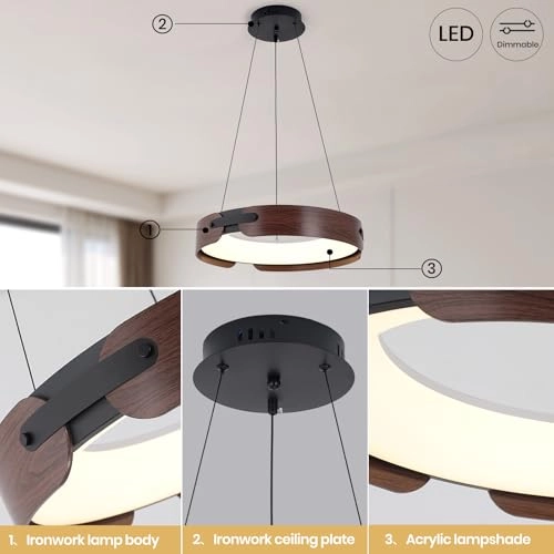 Round LED Chandelier - 3000K–6000K Dimmable