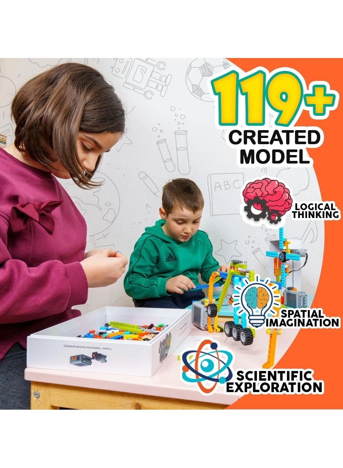 119 in 1 STEM Building Set - 319 Pcs Electric