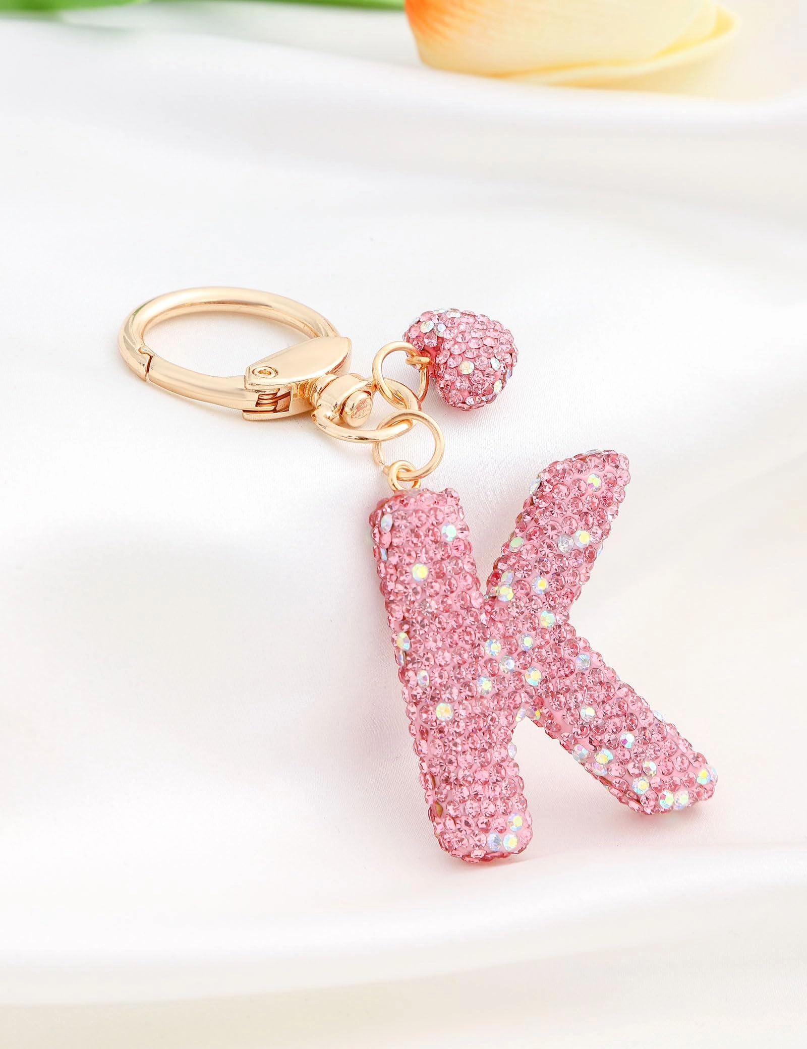 Initial Keychain - L Purple Rhinestone