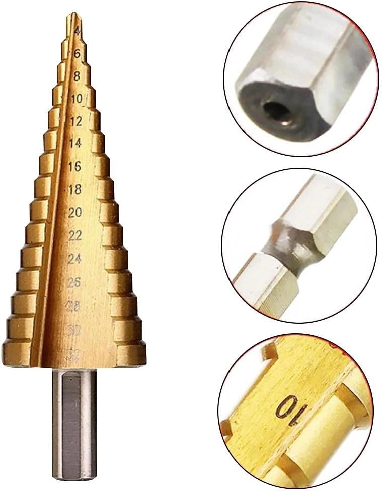 Triangular shank step drill - HSS 3pcs + Saw drill - Titanium plating 3pcs