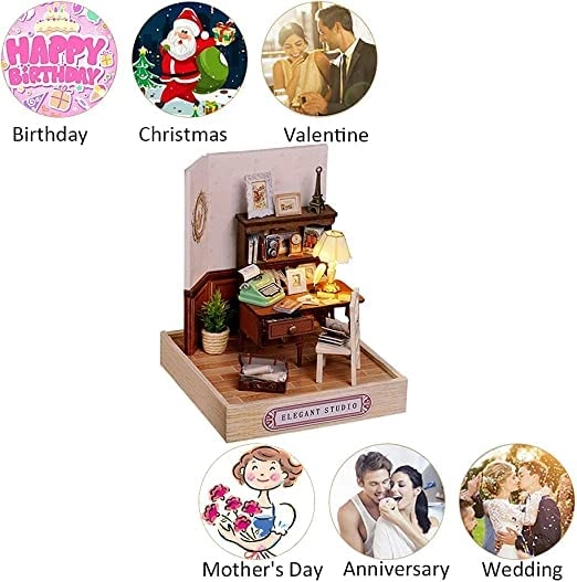 Miniature Wooden Dollhouse Furniture Kit - Creative Room 1:24