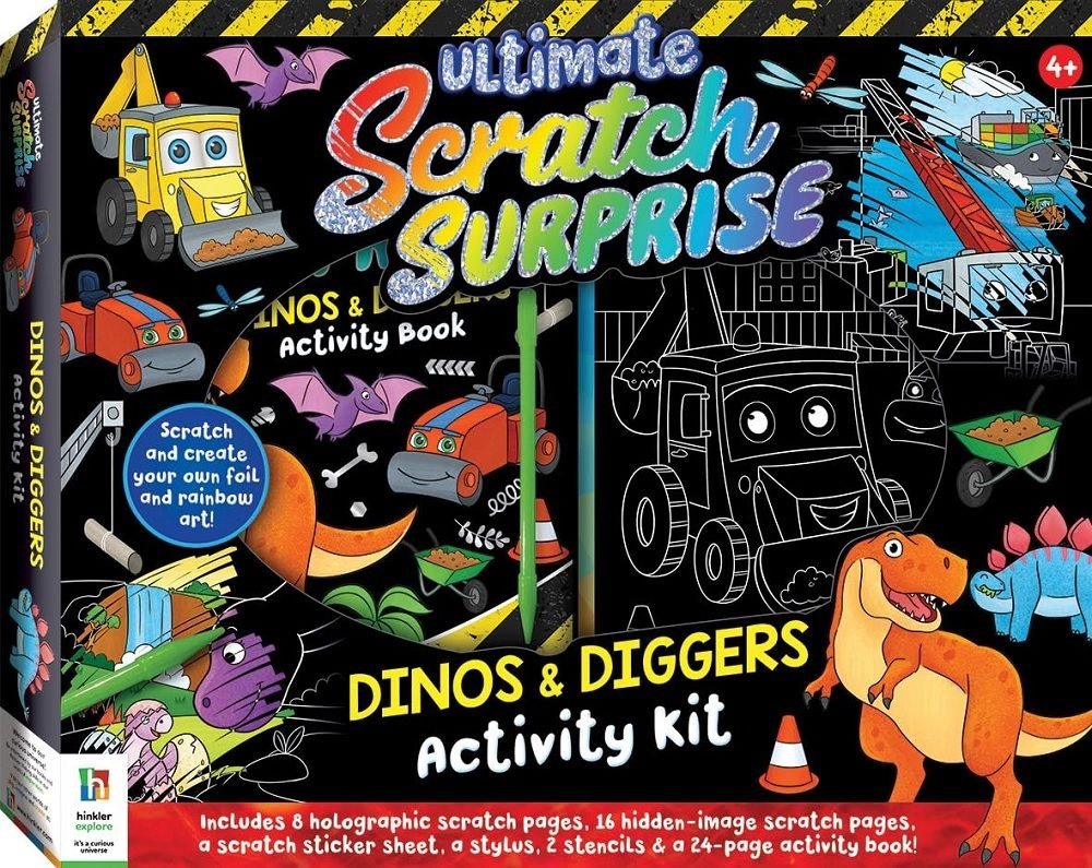 Hinkler Scratch Surprise Dinos & Diggers Activity Kit - 4+ years
