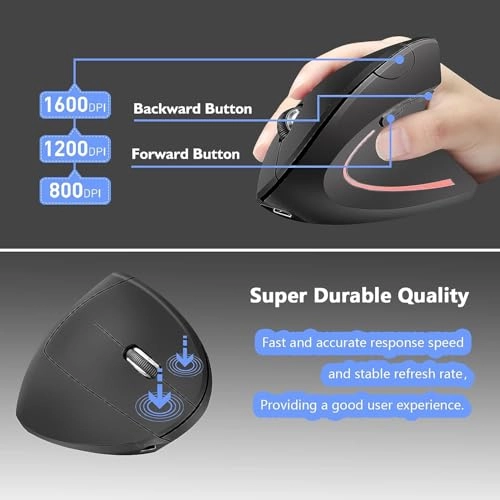 Vertical Ergonomic Optical Mouse - Bluetooth Wi-Fi