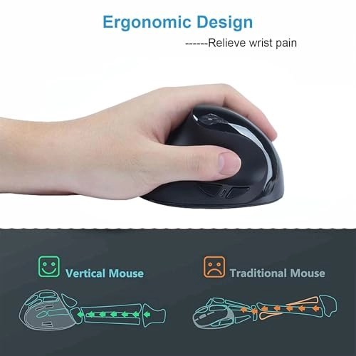 Ergonomic Left-Handed Vertical Mouse - USB