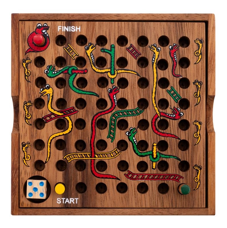 Engelhart Snake and Ladder Game - Wooden Box Travel Game