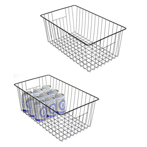 Y.Z.Bros Freezer Wire Storage Organizer Basket - 16in Set of 2 Black