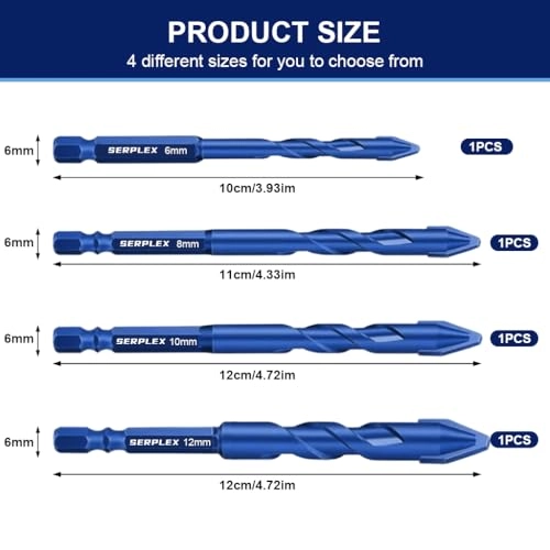 Drill Bits - Cemented Carbide 4Pcs 6mm/8mm/10mm/12mm