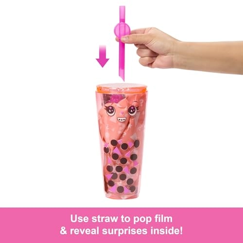 Barbie Pop Reveal Bubble Tea - Blonde with Dark Pink Highlights 8 Surprises Ages 3+