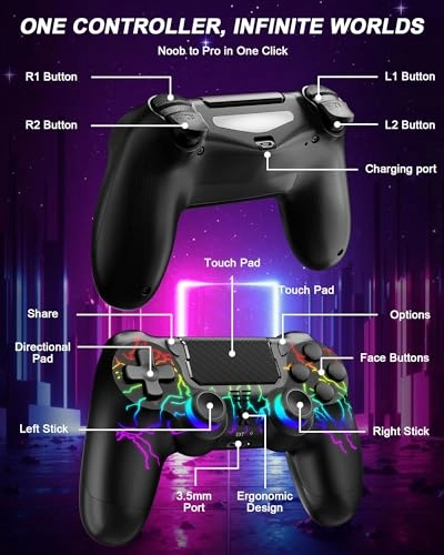 Wireless Controller - RGB BLACK PS4 PS4 Slim PS4 Pro PC