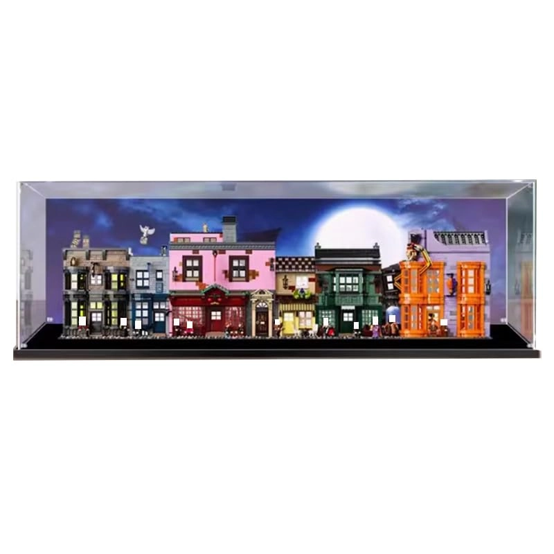 HCAEIOFJ Display Case for 75978 - 43.30x7.87x13.77in. (110x20x35cm) Black Bottom+background