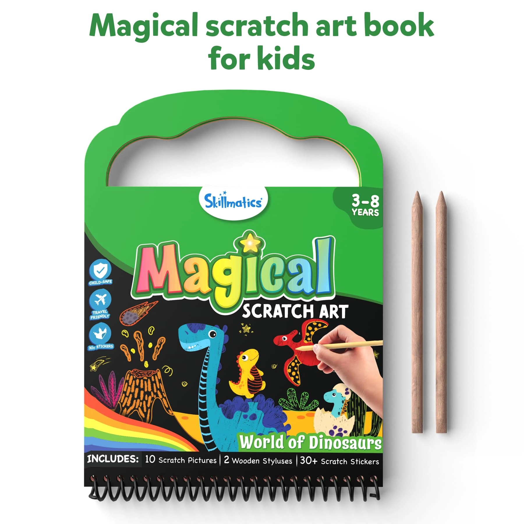 Scratch Art Book - 1 2 Wooden Styluses