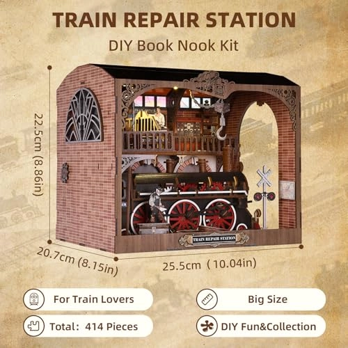 Book Nook - Train Repair Station Wood