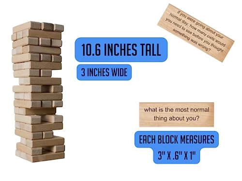 Icebreaker Questions Tumbling Tower Game - 54 Blocks Multicolor