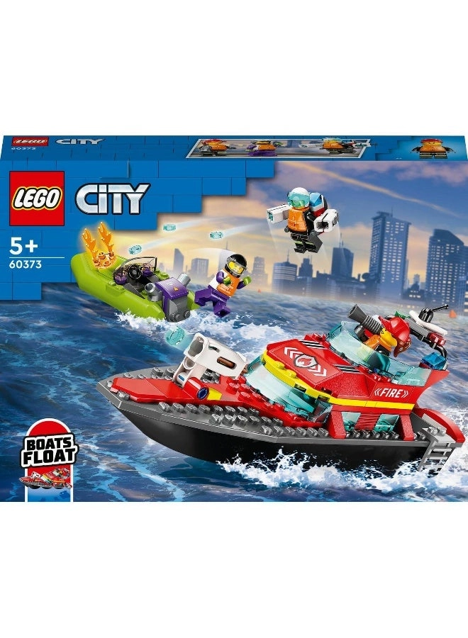 City Fire Rescue Boat (60373) - Floats on Water 3 Minifigures