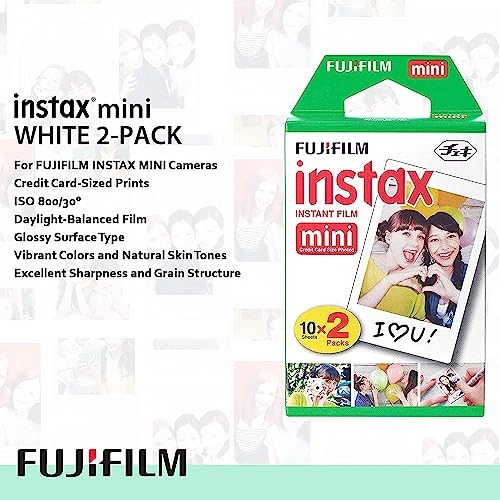 Instax Mini EVO - Brown + Instax Mini Instant Film Sheets - 60 Sheets + microSD Memory Card - 32GB + Small Padded Carrying Case + SD Card Reader + Microfiber Cleaning Cloth