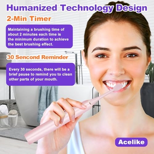 Electric Toothbrush - 30000-45000 VPM 8 Brush Heads IPX7