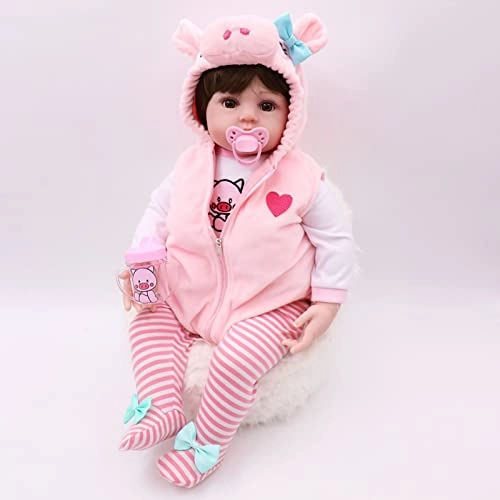 Rebirth Baby Doll - 48cm/58cm Silicone Limbs Cloth Body Panda Clothes Gift Set