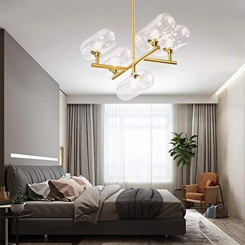 G9 Nordic Handmade Glass Capsule Chandelier - 7 head Gold clear glass