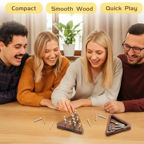 Tricky Triangle Peg Game - 2 Set 4.3 Inch Walnut