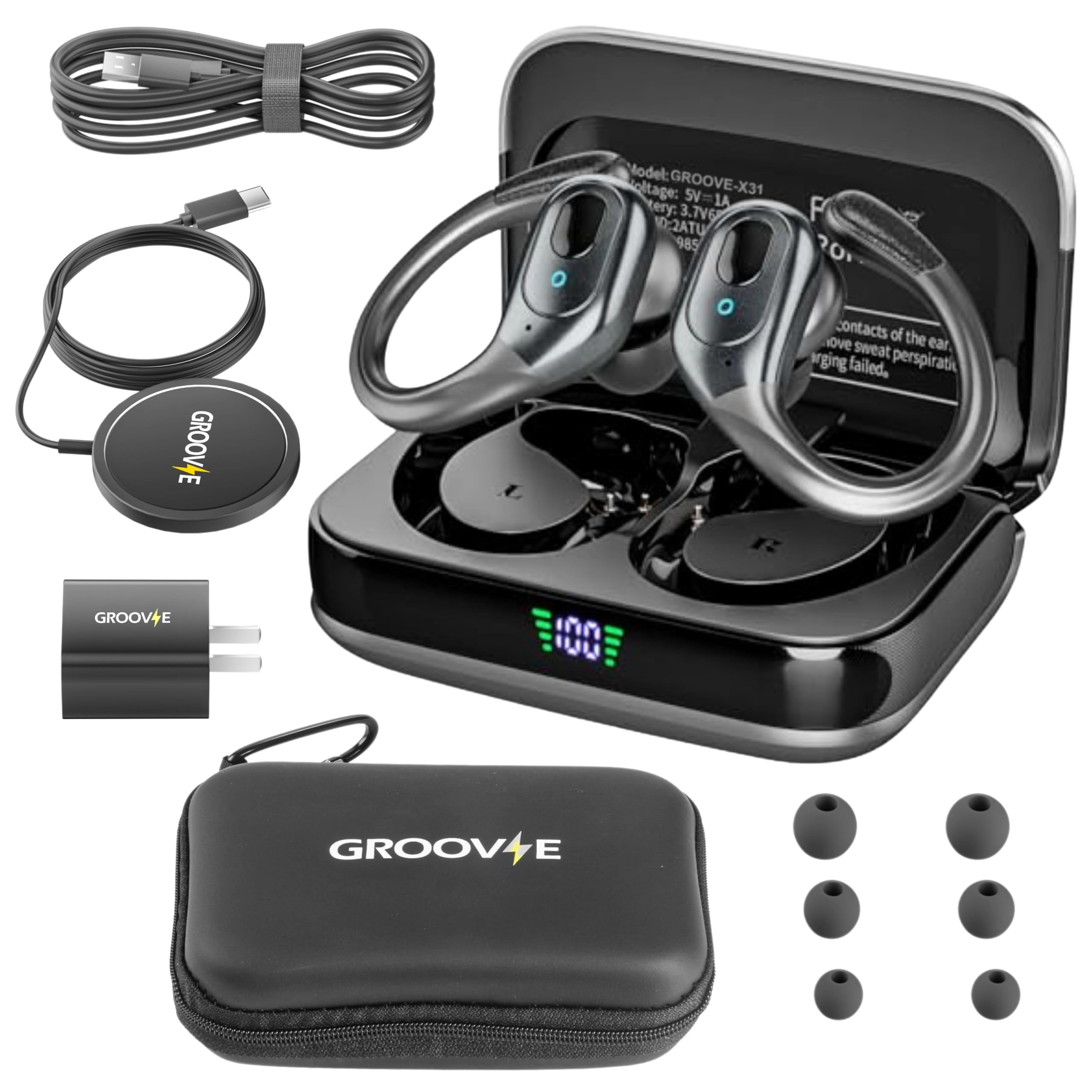 Groove Electronics 4 in 1 Wireless Earbuds Wireless Earbud