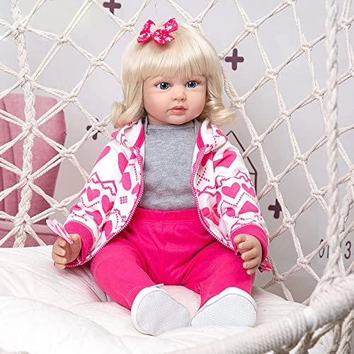 Reborn Baby Doll - 24 Inch Vinyl Cotton Body Pink Yarn Skirt Ages 3+