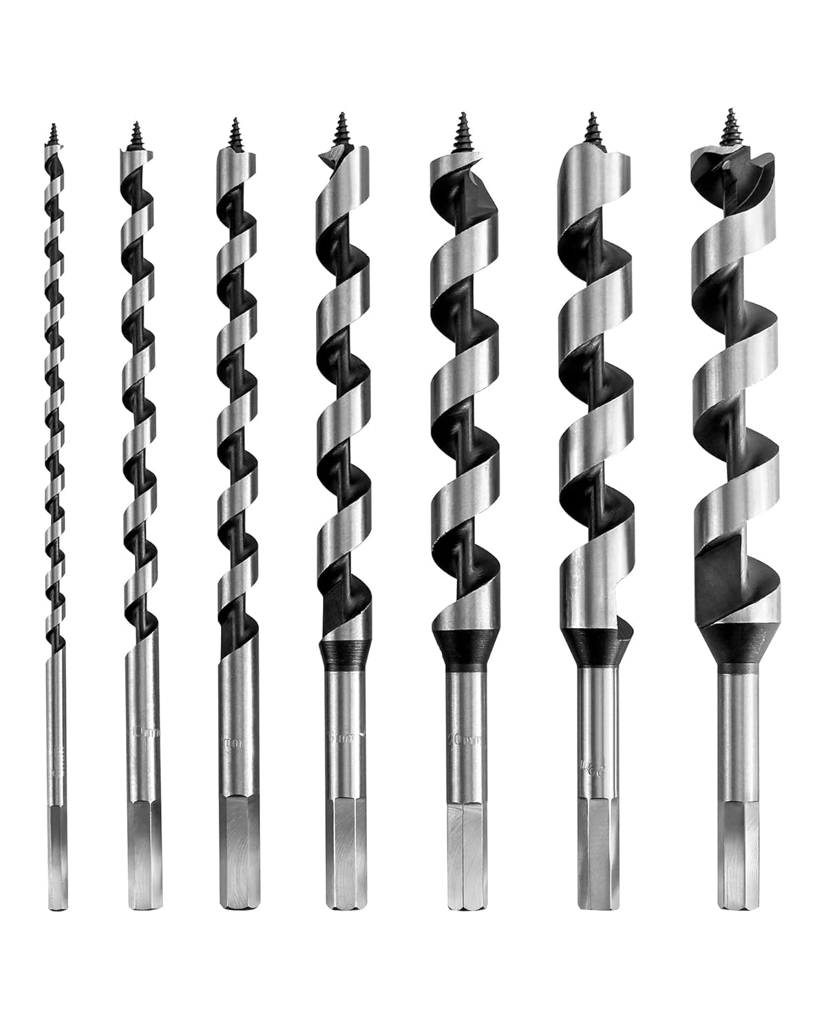 woobles Auger Drill Bit Set - hardened alloy steel 7 Pcs 1/4" 3/8" 1/2" 5/8" 3/4" 7/8" 1"
