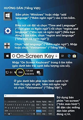 Vietnamese Keyboard Stickers - Fluorescent Inlays Large Symbols