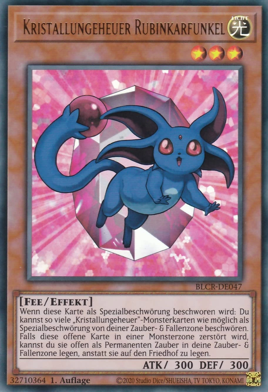 TCG Toys (Near Mint) Yugioh Crystal Monster Ruby Sparkle BLCR-DE047 - German