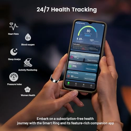 Smart Ring Health Tracker - Black 7 Long-Lasting Battery