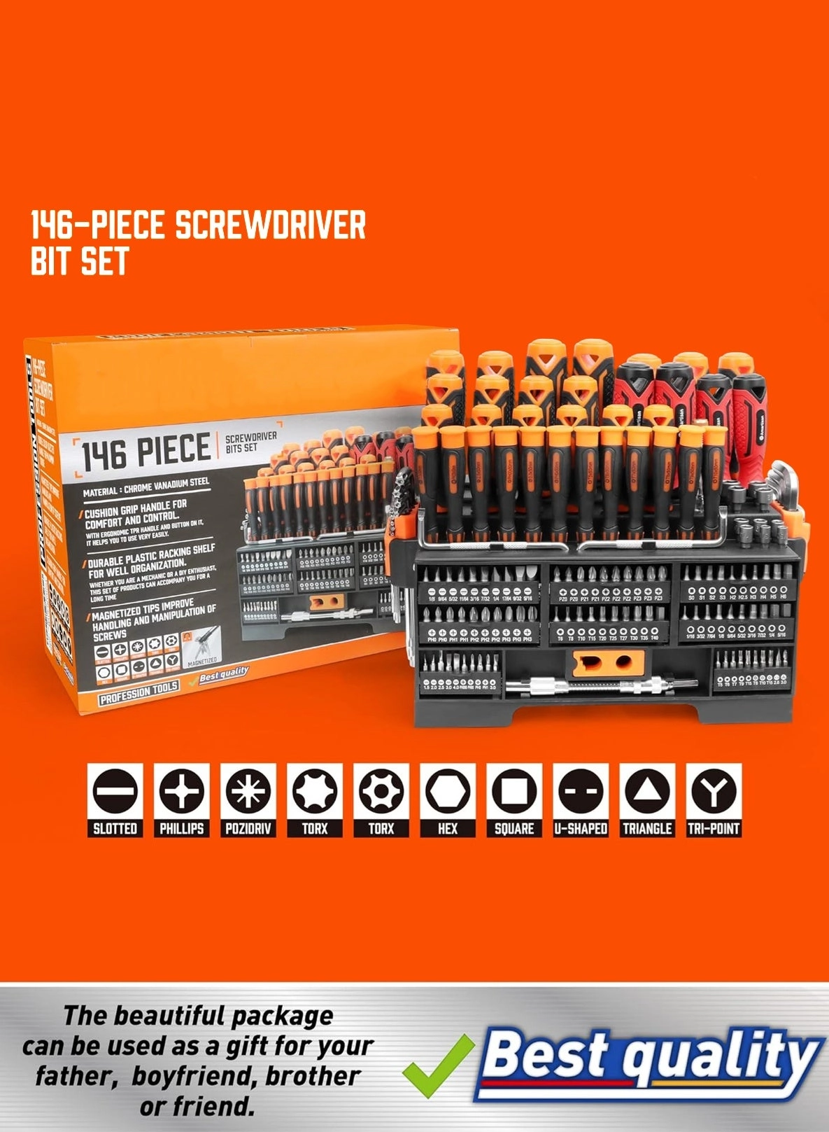 Magnetic Slotted and Phillips Screwdriver Set (146 Pcs)