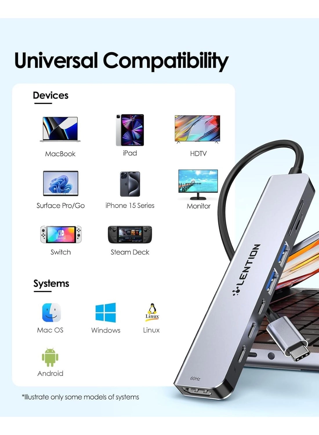 CB-CE18s - 8-in-1 USB-C Hub 4K@60Hz HDMI 100W PD