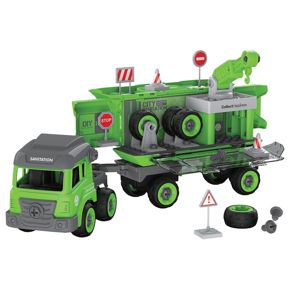 Sanitation Truck - 103pcs Green + Mini Truck