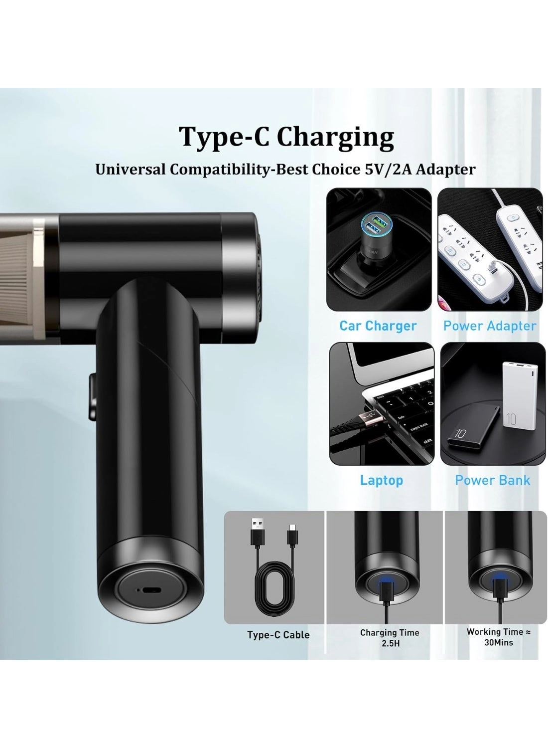 2 in 1 Car Vacuum & Air Duster - 4000mAh