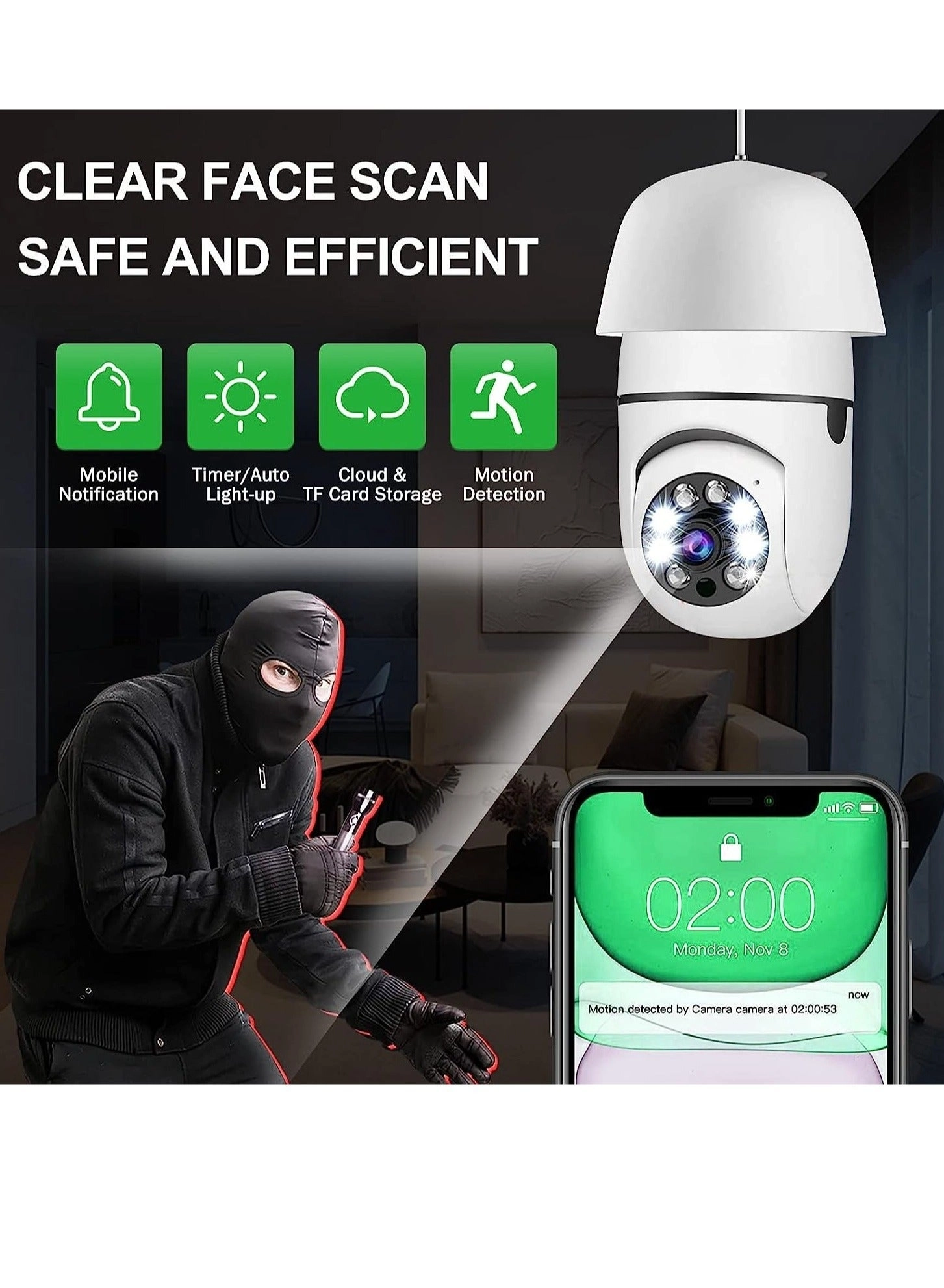 Wireless Light Bulb Camera 1080p Bundle