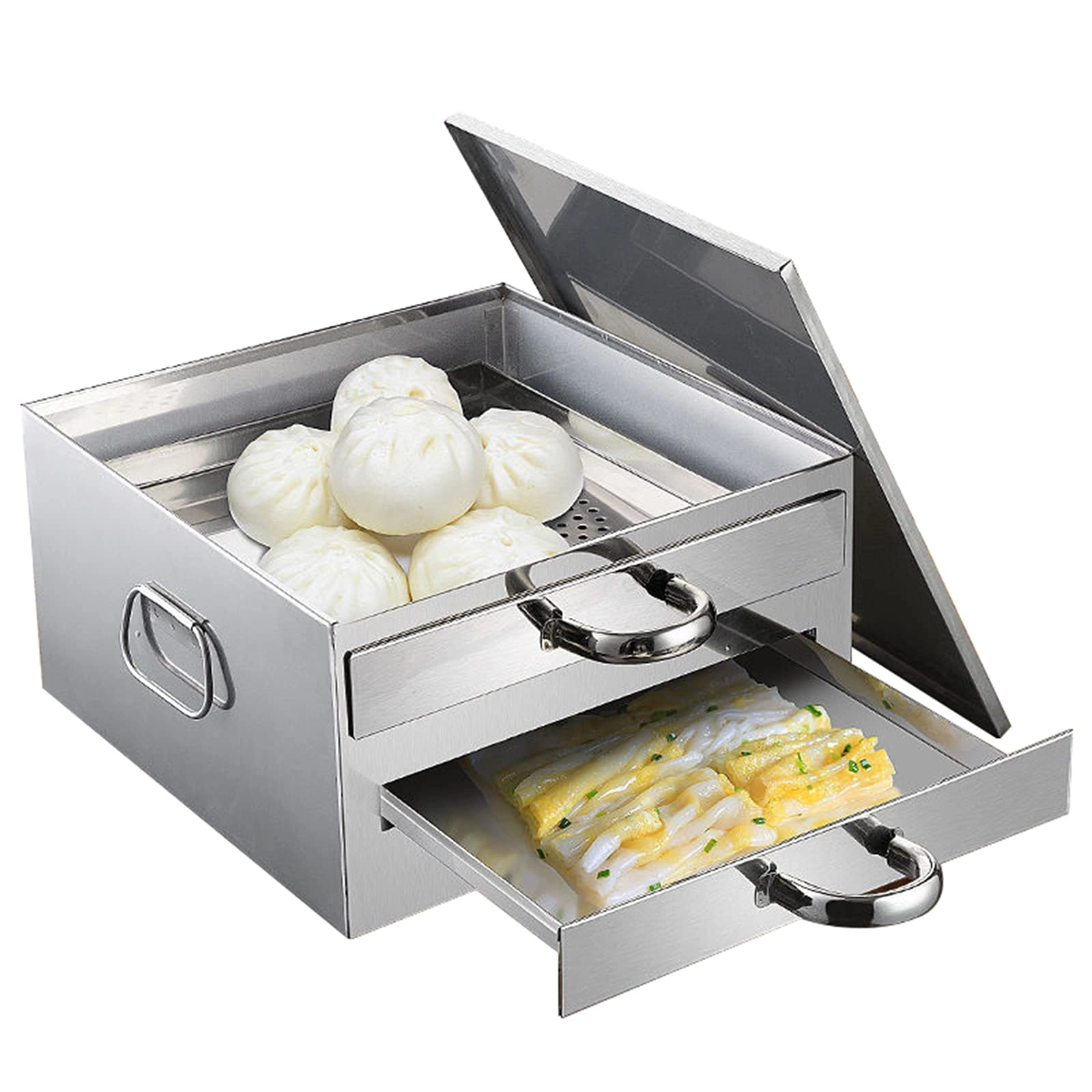 GLEOOJC Rice Noodle Roll Food Steamer - 3 Trays Stainless Steel