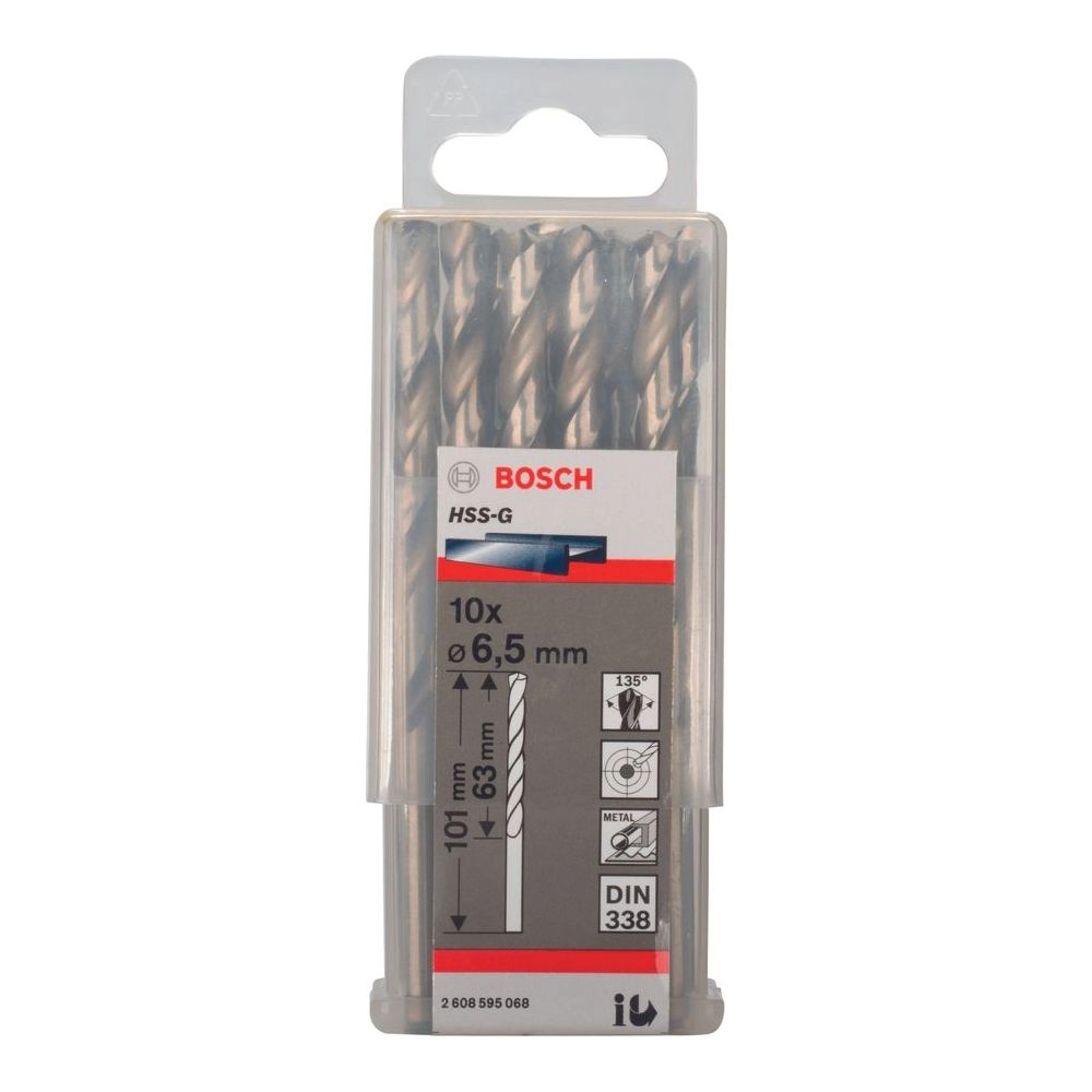 Bosch HSS-G Metal Drill Bits - Cobalt 10 piece(s) 6.5 millimeter