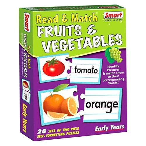 Smart Read and Match Fruits and Vegetables Card Game - 3 Years & Above