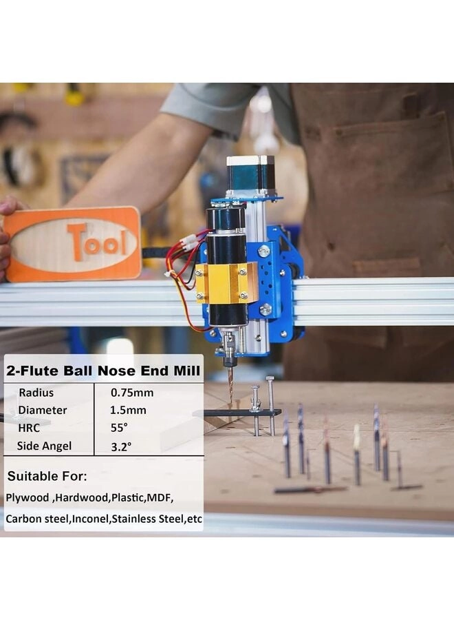 Tapered Ball Nose End Mill - 1.0MM 5PCS 4MM