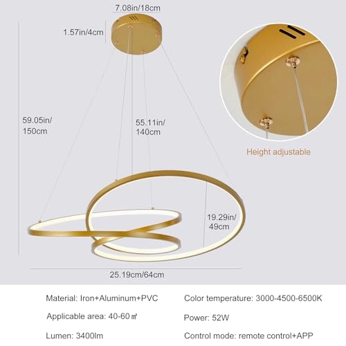 Modern LED Chandelier - 59 inches/150cm 15.7 inches/40cm